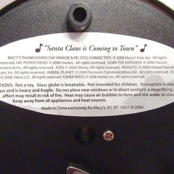 Macy's 60th Anniversary Thanksgiving Parade Musical Snow Globe Floats Glitter - Picture 13 of 13